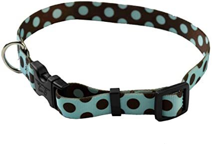Yellow Dog Design Blue & Brown Polka Dot Adjustable Collar M (35-50cm) RRP £14.99 CLEARANCE XL £9.99